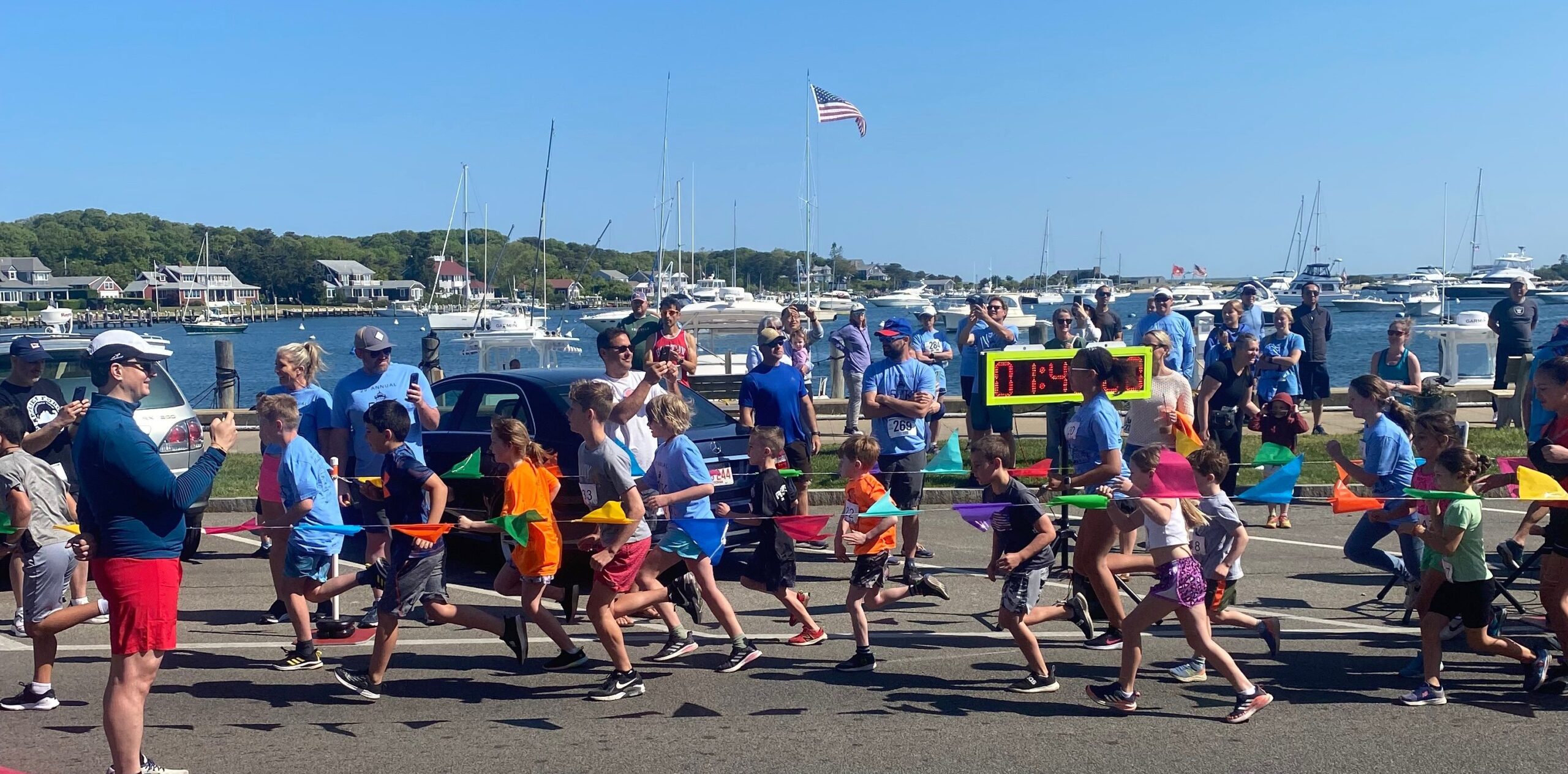 Kids running the Fun Run on Memorial Day weekend in Oak Bluffs