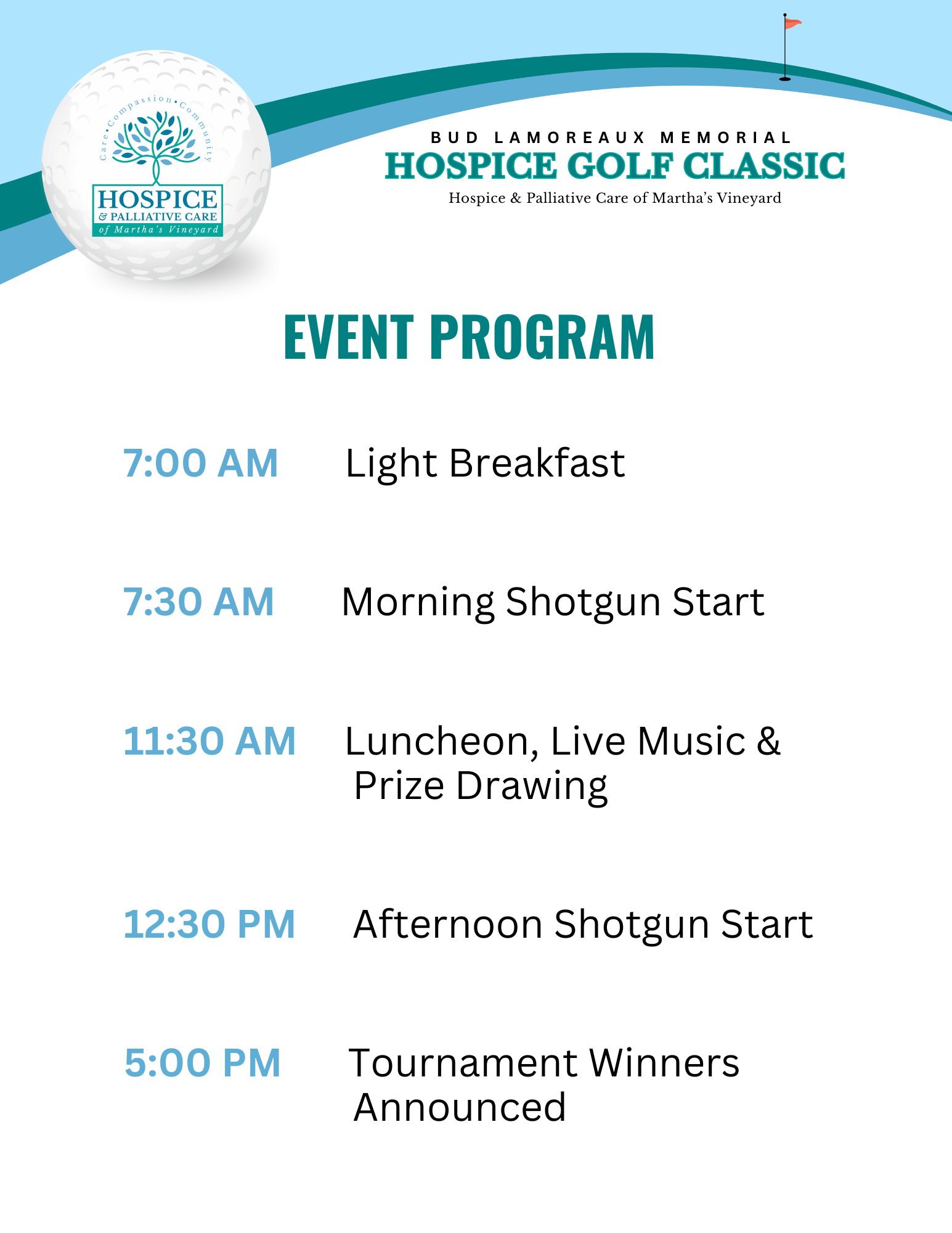 Golf event program schedule