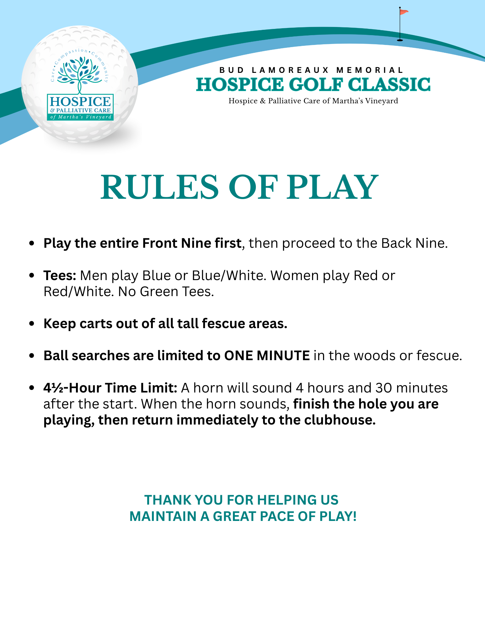Hospice golf classic tournament rules